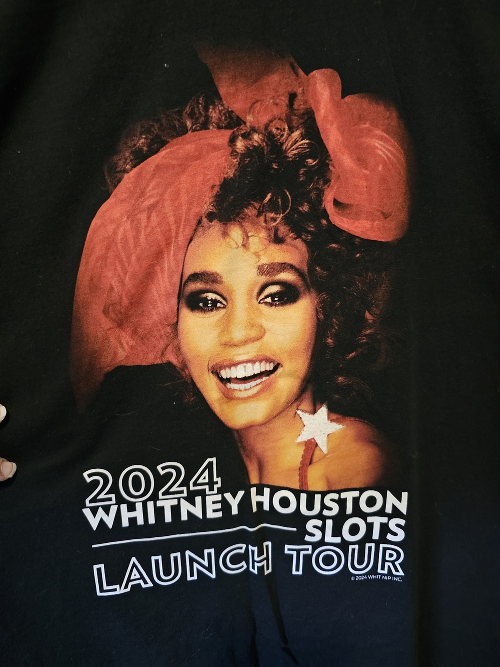 Whitney Houston Tribute Graphic Tee - Black with Red Accent